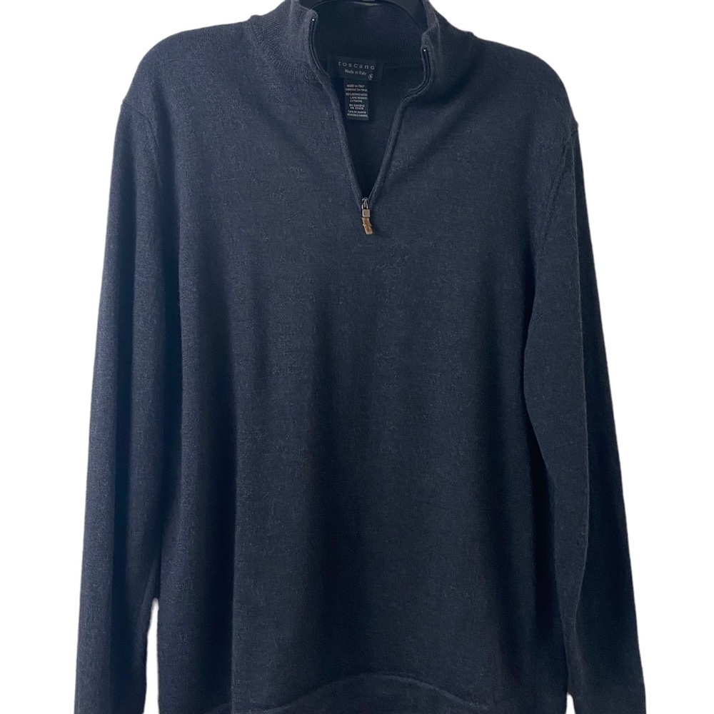 Toscano 100% Merino Wool  Men Pull Over Sweater. Charcoal Gray (Dark)  Sz M